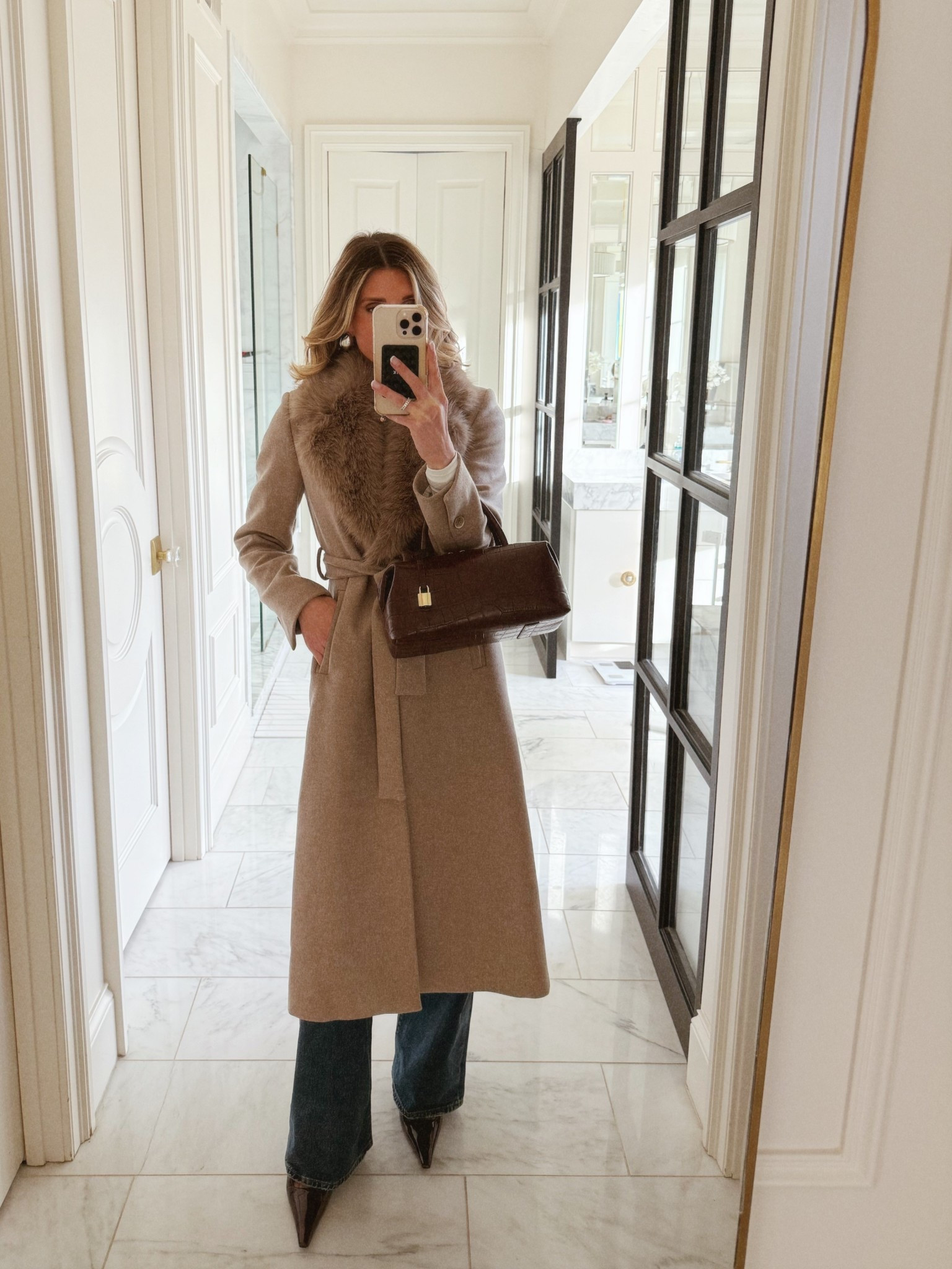 Zara fall coat. This faux fur coat is removable 