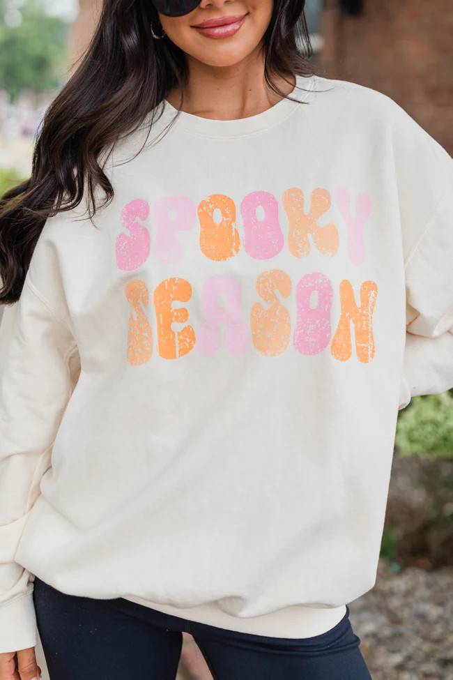 Spooky Season Cream Oversized Graphic Sweatshirt | Pink Lily