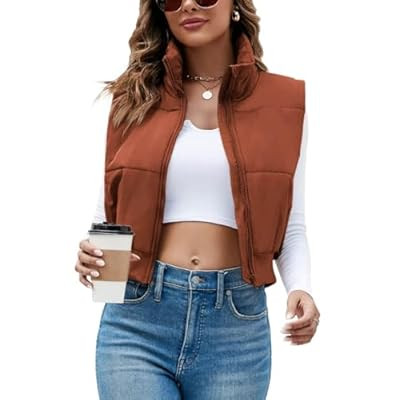 Imily Bela Womens Cropped Puffer Vest Stand Collar Sleevel… | Amazon (US)
