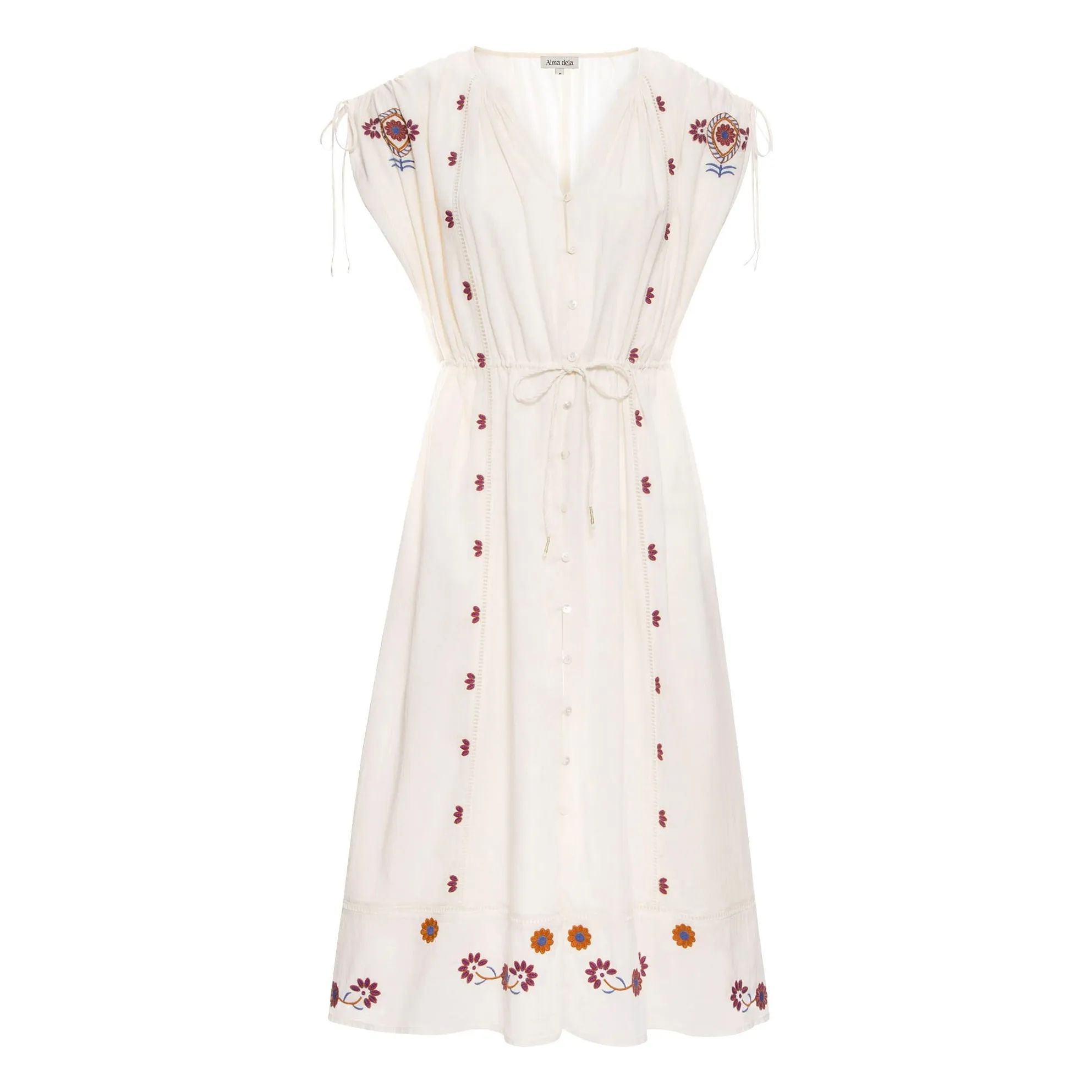 Embroidered Kaftan Dress in Organic Cotton | Off white | Smallable