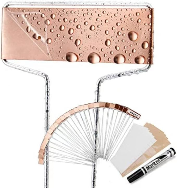 25PCS Copper Metal Plant Tags Plant Labels with 50Pcs Labels, Rainproof PET Film & Permanent Pen,... | Amazon (US)