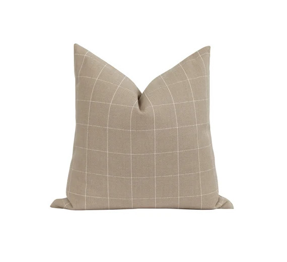 Oatmeal Plaid Woven Plaid Pillow Cover 18 20 22 Contemporary | Etsy | Etsy (US)