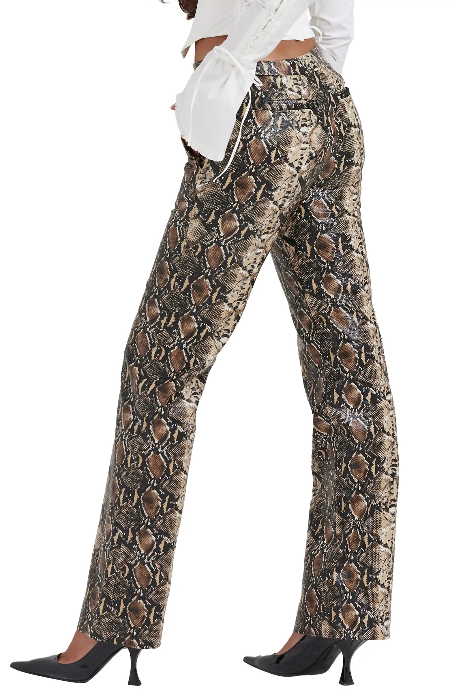 Sernia Lace-Up Faux Leather Trousers | Nordstrom