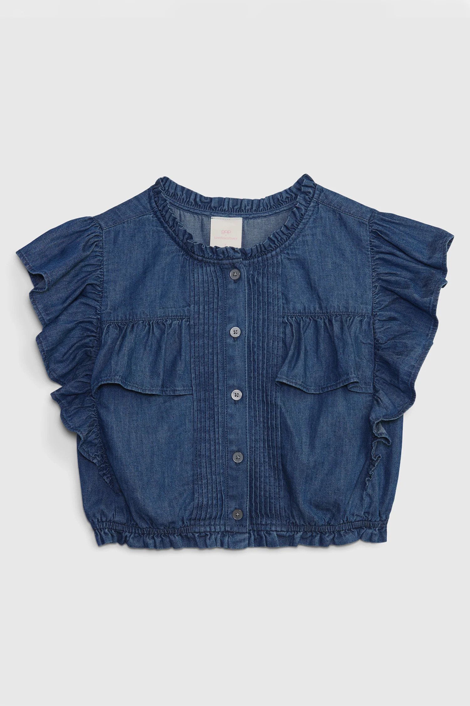 Gap x LoveShackFancy Kids Denim Ruffle Top | LOVESHACKFANCY