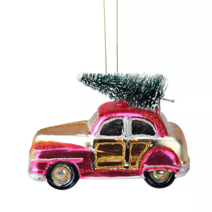 Northlight 4.75" Pink and Gold Embellished Car Christmas Ornament | Target