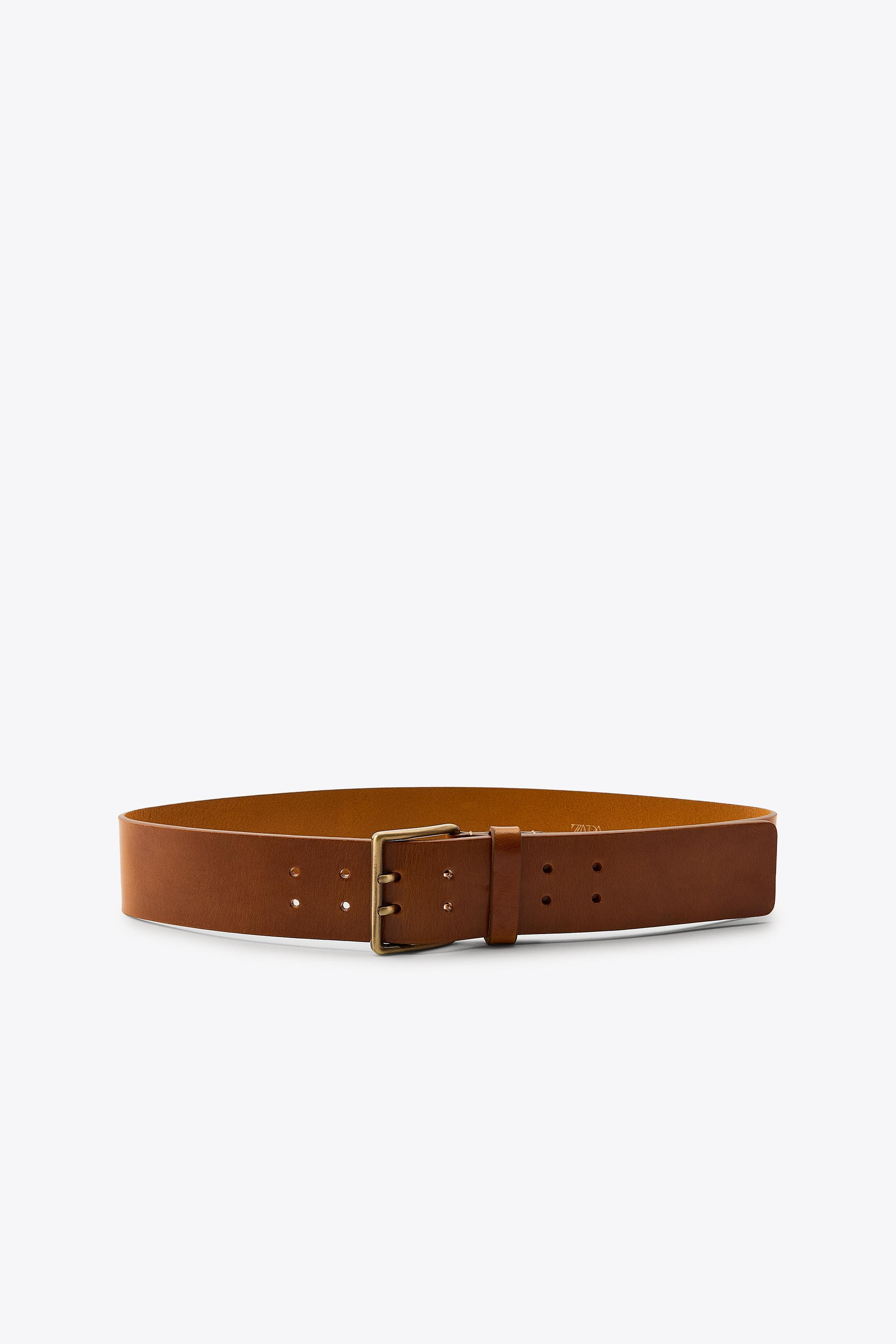 LEATHER BELT WITH SQUARE BUCKLE | Zara UK