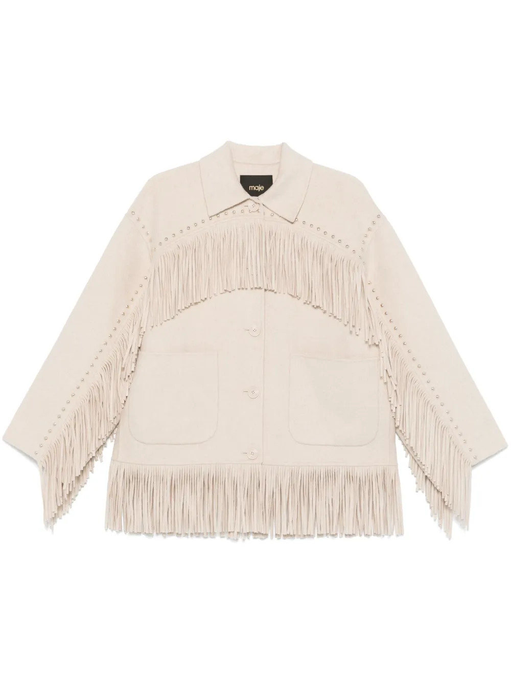 Maje Fringed Coat | Neutrals | FARFETCH CA | Farfetch Global