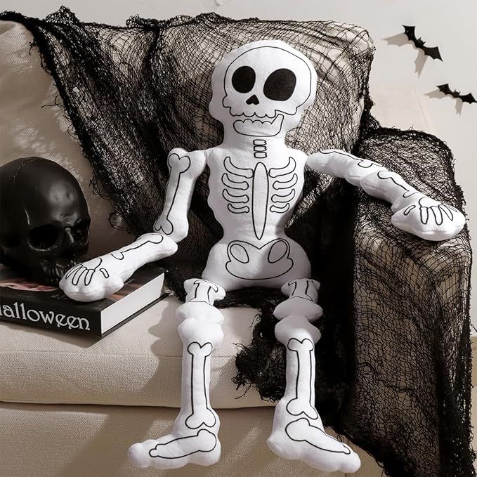 Halloween Decor Throw Pillows: Cute Plush Skeleton Halloween Pillow, Halloween Stuffed Skull Pill... | Amazon (US)