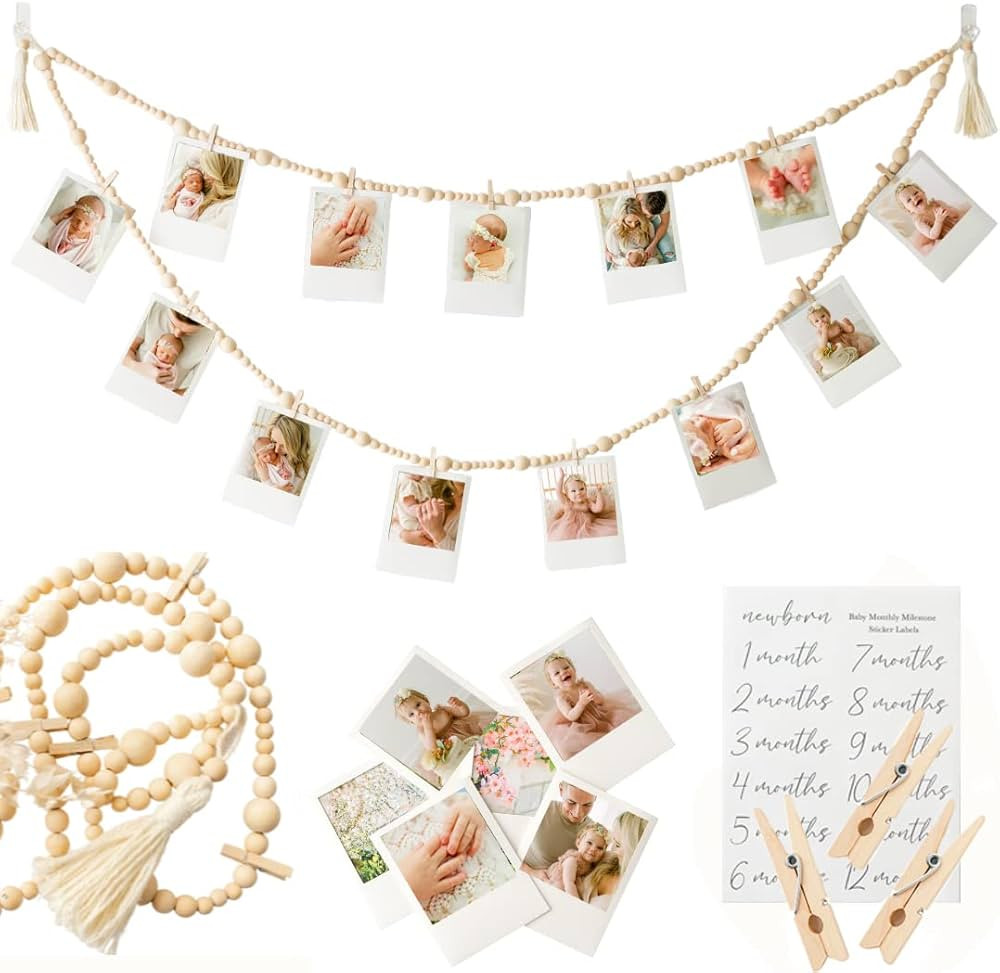 Hanging Photo Display with Clips | Monthly Photo Banner First Birthday Photo String with Clips | ... | Amazon (US)