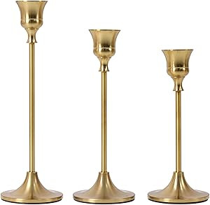 GYZCOKY Candle Holder Metal Candlesticks Holders Taper Candlestick Holders Set 3pcs Candelabra Br... | Amazon (US)