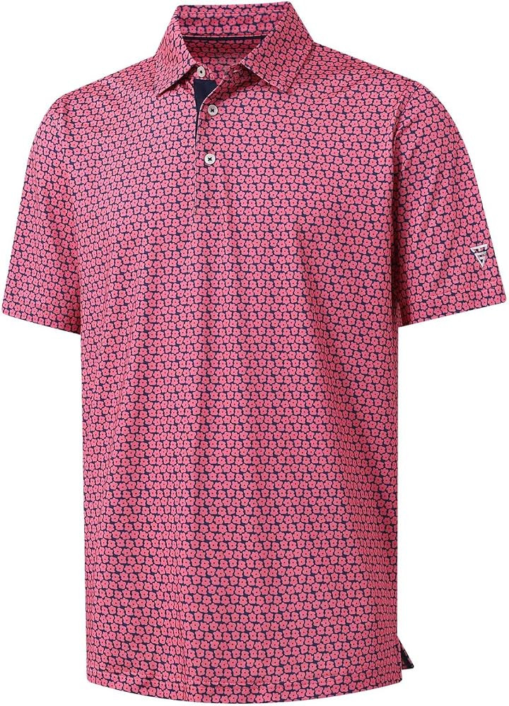 M MAELREG Mens Golf Shirt Short Sleeve Dry Fit Print Moisture Wicking Performance Patterns Collar... | Amazon (US)