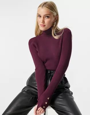 Lipsy knitted high neck sweater in berry | ASOS | ASOS (Global)