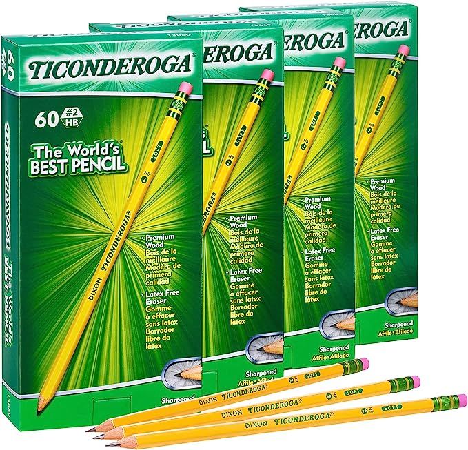TICONDEROGA Pencils, Wood-Cased, Pre-Sharpened, Graphite #2 HB Soft, Yellow, 240-Pack (14634) | Amazon (US)