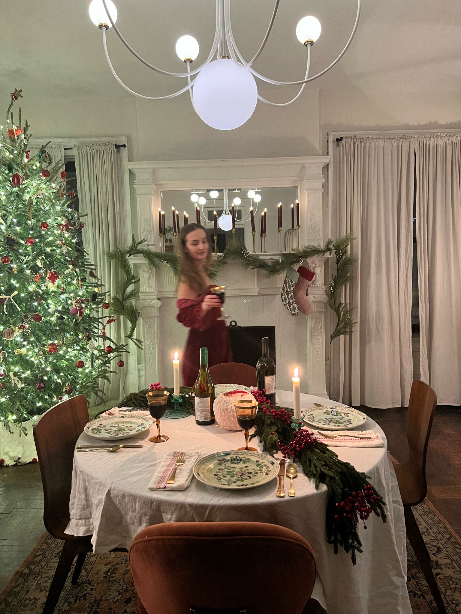 Red velvet Christmas dress, white linen tablecloth, Christmas table setting

#LTKsalealert #LTKHoliday #LTKstyletip