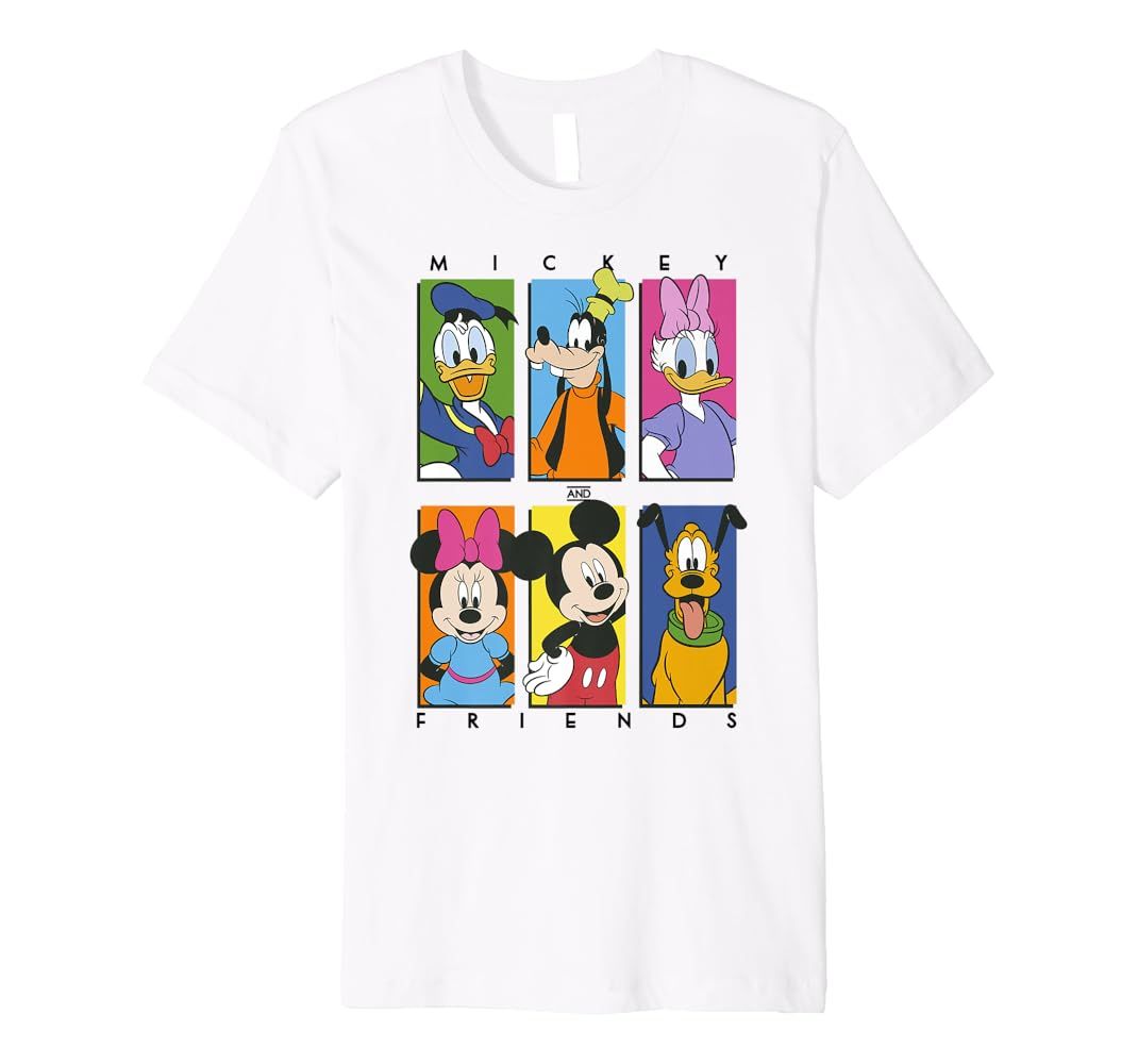 Disney Mickey And Friends Group Shot Panels Premium T-Shirt | Amazon (US)