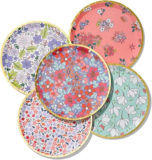 Coterie Floral Small Paper Plates (Set of 10) - Cute Party Plates For Tea Party, Bridal Shower, G... | Amazon (US)