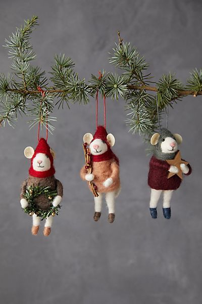 Cozy Mice Felt Ornaments, Set of 3 | Anthropologie (US)