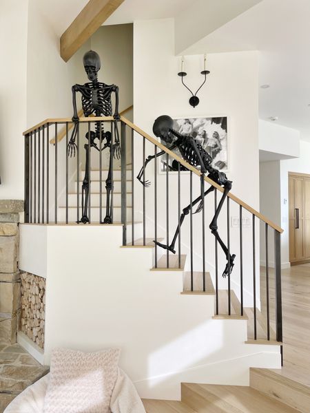 HALLOWEEN \ my favorite black posable skeletons are back in stock from Walmart!💀💀 Style them on a railing! Only $34🖤

#LTKfindsunder50 #LTKhome #LTKHalloween
