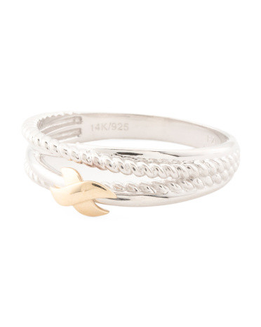 14kt Gold X And Sterling Silver Multi Row Ring | TJ Maxx