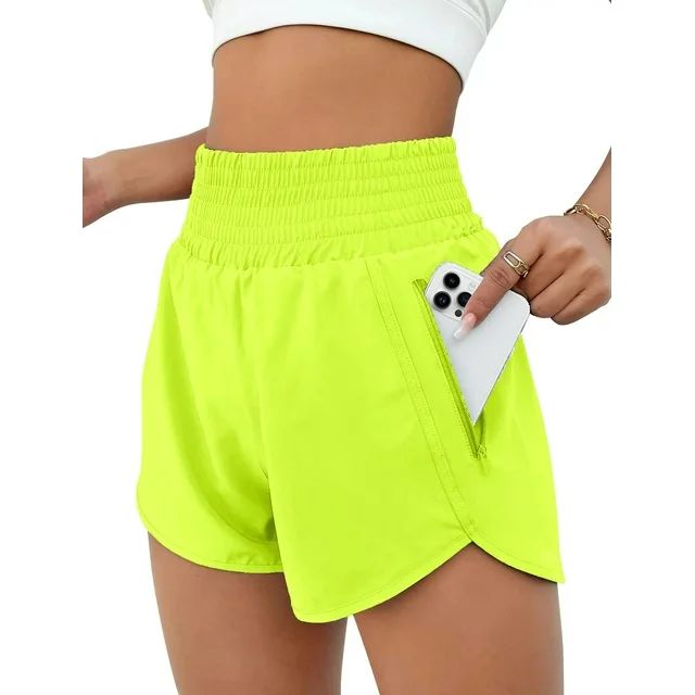 Rosvigor Womens Athletic Shorts High Waisted Running Shorts Gym Workout Shorts with Pockets - Wal... | Walmart (US)