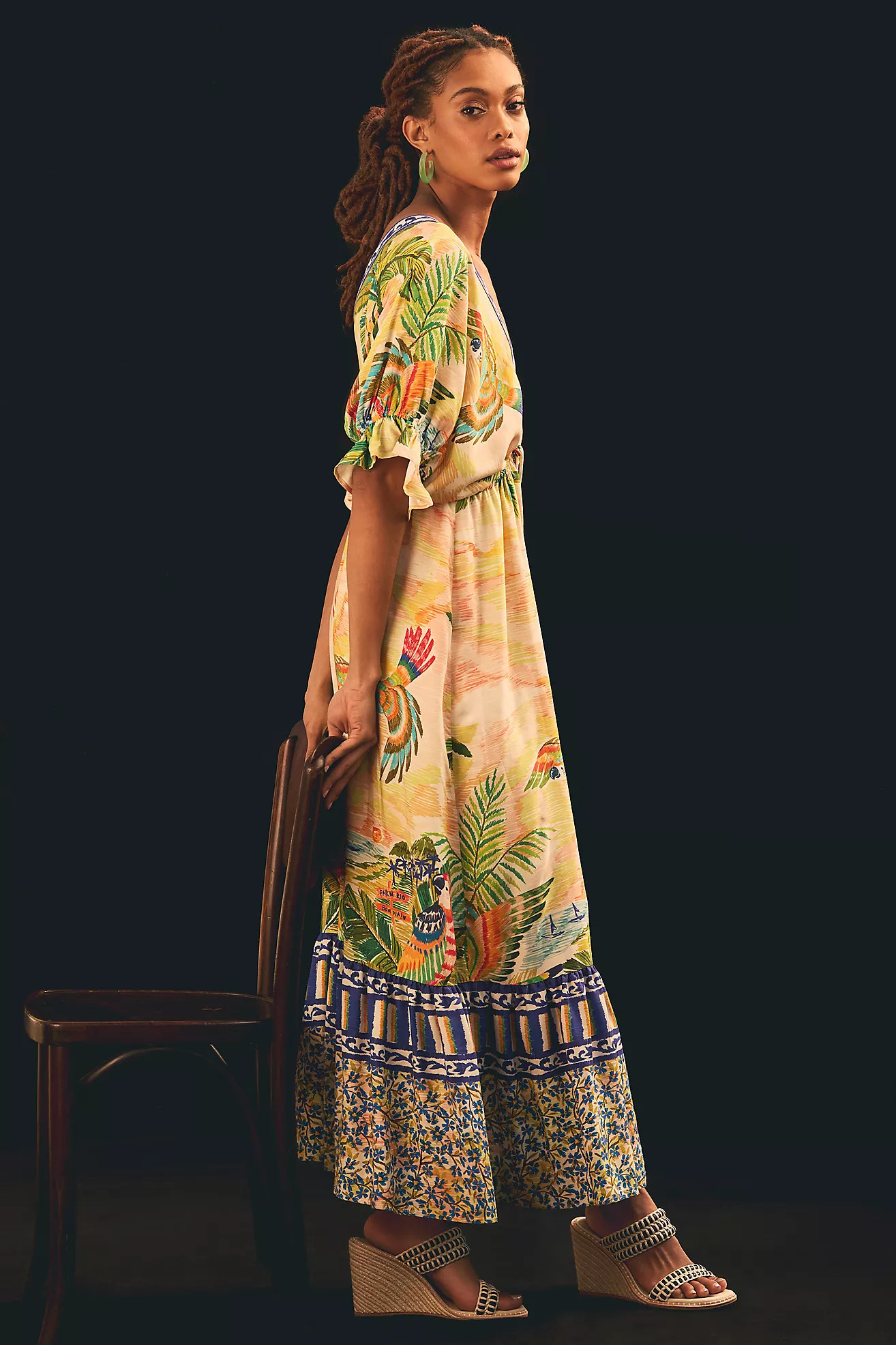 Farm Rio V-Neck Puff-Sleeve Dress | Anthropologie (US)