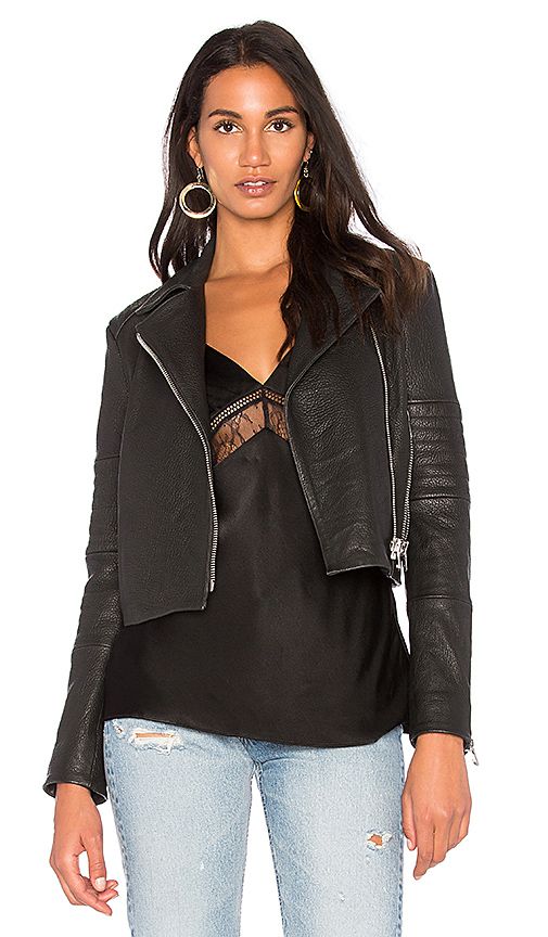 J Brand Aiah Leather Jacket in Black. - size L (also in XS) | Revolve Clothing