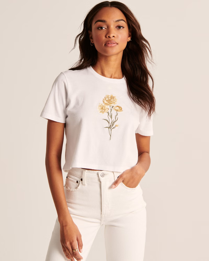 Embroidered Floral Graphic Tee | Abercrombie & Fitch (US)