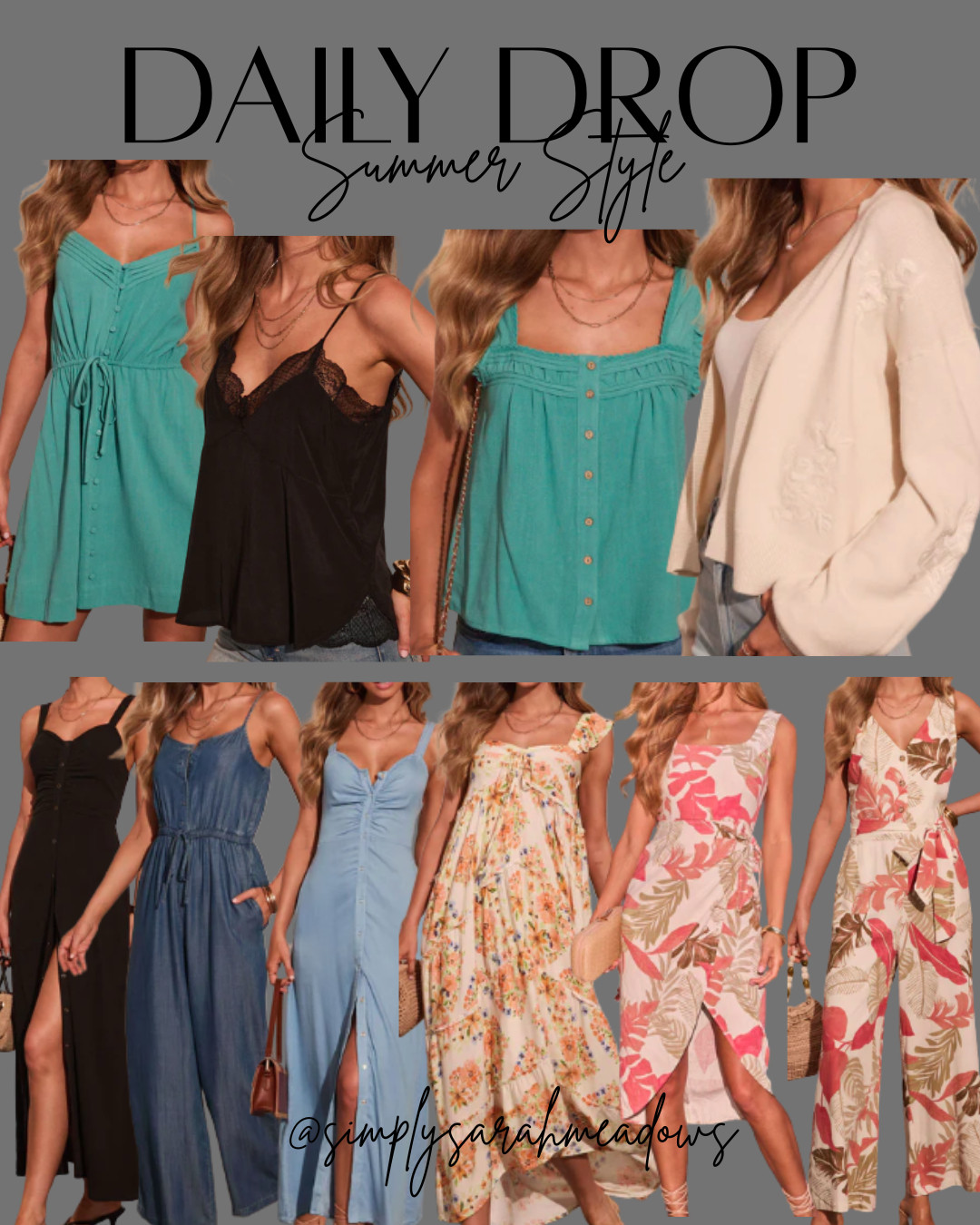 These summer finds are too good to keep to myself! From breezy dresses and effortless jumpsuits to lightweight tops that keep you cool and stylish, these pieces are perfect for vacations, brunch dates, summer events, and everything in between. Which one is your favorite? 💙🌴✨ Shop all my picks on LTK!

Follow me on LTK @simplysarahmeadows for more daily fashion finds, sales, and outfit inspiration! 🤍 #LTKSummer #LTKSaleAlert #Trending #MomStyle #DateNight #AffordableFashion #SummerStyle #VacationOutfits #ResortWear #BeachVacation  

 