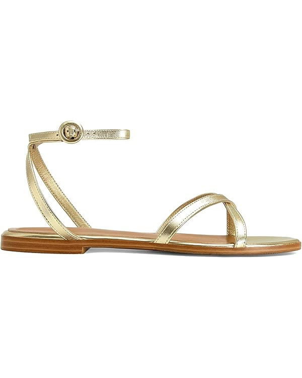 Flat Sandals for Women Buckle Strap Gladiator Square Open Toe Comfortable Beach Summer Sandals | Amazon (US)
