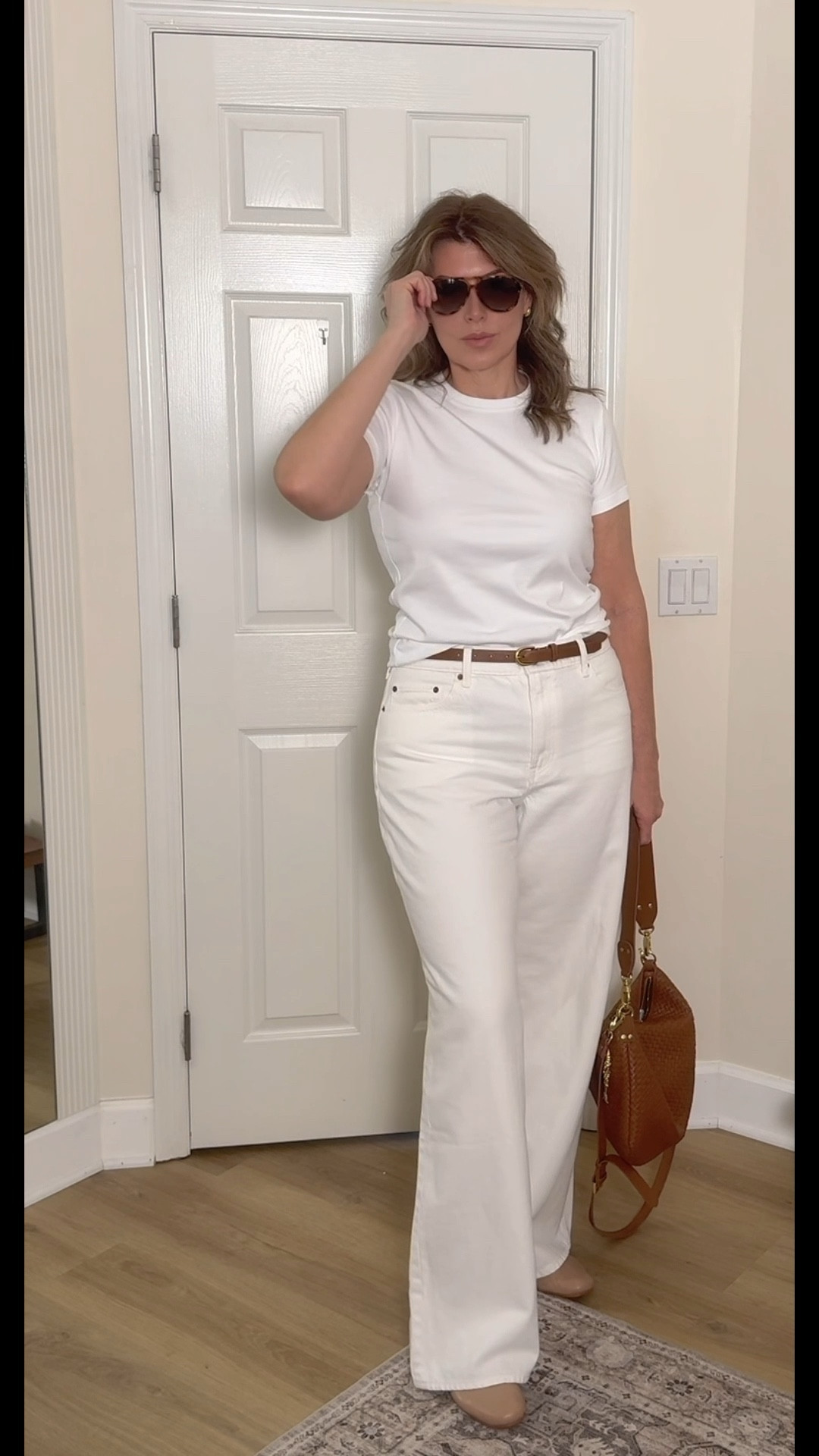 Neutral outfit formula I keep repeating 🤍

White tee + cream wide-leg jeans + brown leather accessories = effortless everyday luxury.

This combo always looks polished but still relaxed. Perfect for coffee runs, errands, or casual lunch.

Linked my favorite pieces in LTK ✨

#ltkstyle #ltkfashion #quietluxury #everydaystyle #genxstyle #minimalstyle #capsulewardrobe #effortlessstyle

#LTKTall #LTKSpringSale #LTKMidsize