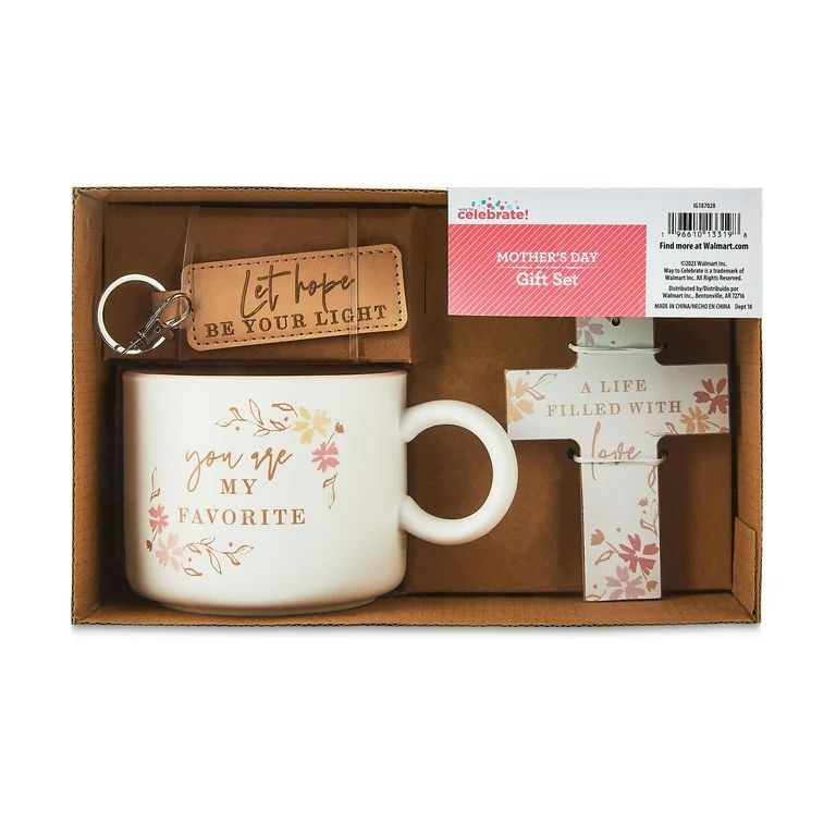 Mother's Day You Are My Favorite Gift Set, White & Pink, 3 Pieces, by Way To Celebrate | Walmart (US)