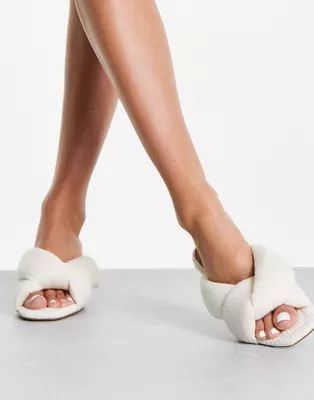 NA-KD towel padded mules in off white | ASOS (Global)