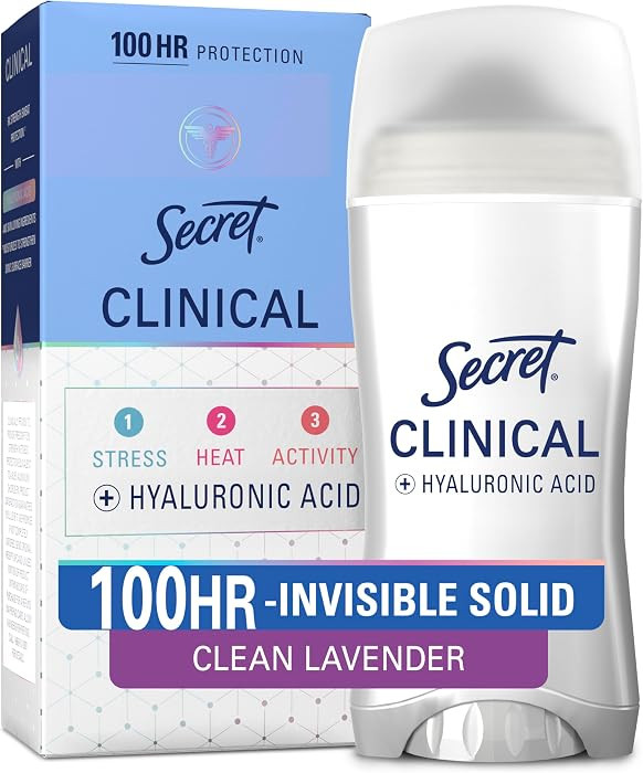 Secret Clinical Strength 100HR Sweat & Odor, Invisible Solid Antiperspirant Deodorant for Women, ... | Amazon (US)