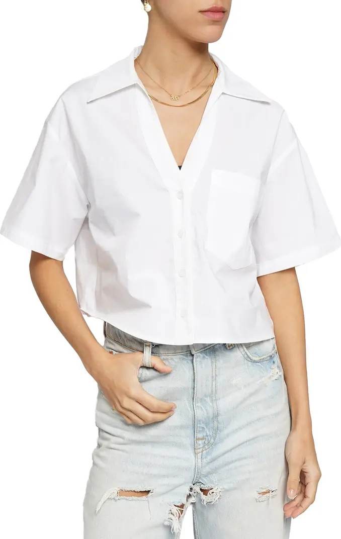 V-Neck Crop Camp Shirt | Nordstrom Rack