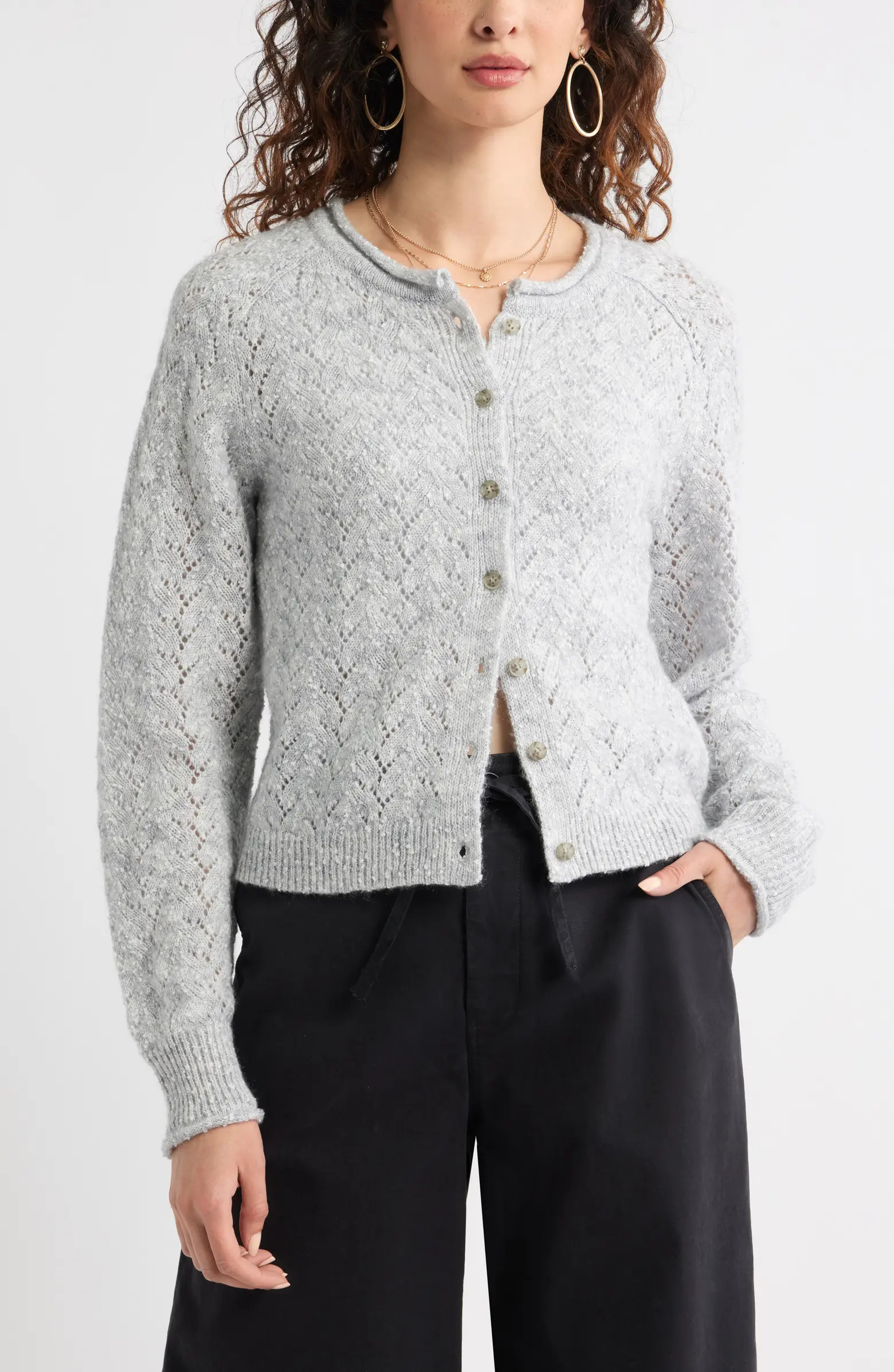 Treasure & Bond Nep Pointelle Cardigan | Nordstrom | Nordstrom