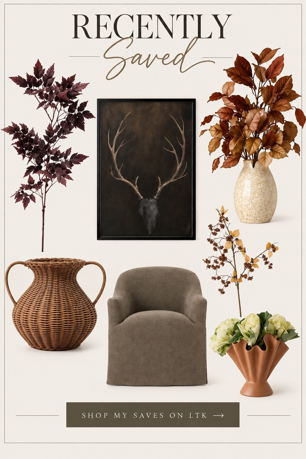 Recently Saved Home Finds

A few things I’ve saved lately that I can’t stop thinking about. I’m loving the warm fall stems, woven textures, moody artwork and neutral pieces — such an easy mix for creating a cozy, collected home for fall and beyond. Shop all my recent saves here!

#LTKSaleAlert #LTKHome #LTKSeasonal