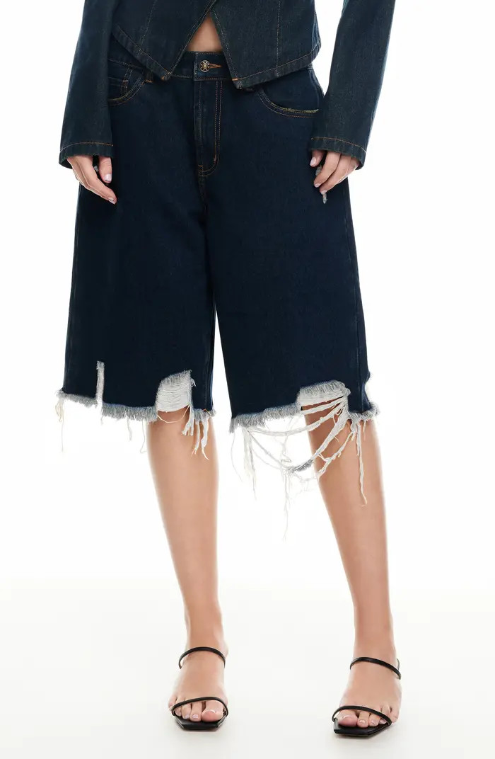 Banks Ripped Denim Bermuda Shorts | Nordstrom
