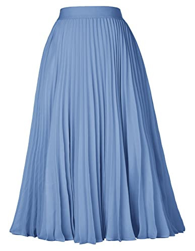 GRACE KARIN Women's Chiffon Skirts Pleated Flared Swing Skirt Lake Blue XXL | Amazon (US)