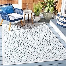 SAFAVIEH Courtyard Collection 8' x 10' Ivory/Blue CY8104 Indoor/ Outdoor Waterproof Easy Cleaning... | Amazon (US)