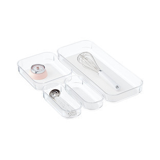 madesmart® Drawer Organizers Clear/White Set of 4 | The Container Store