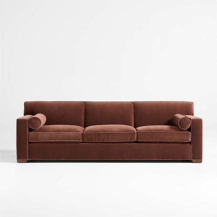 Velvet Sofa with Feather-Blend Cushions, Made in the USA