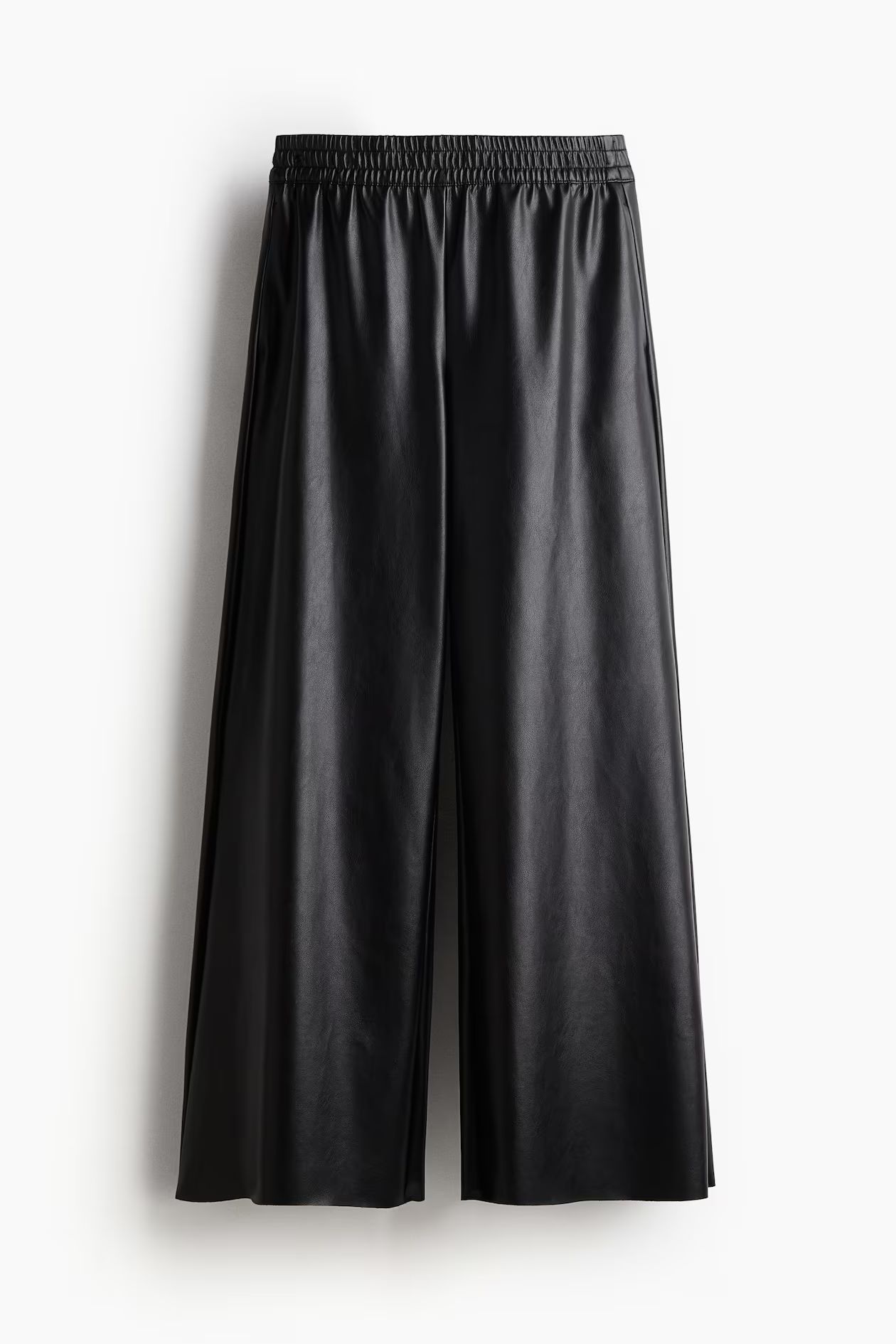 Wide coated joggers - Regular waist - Long - Black - Ladies | H&M GB | H&M (UK, MY, IN, SG, PH, TW, HK)