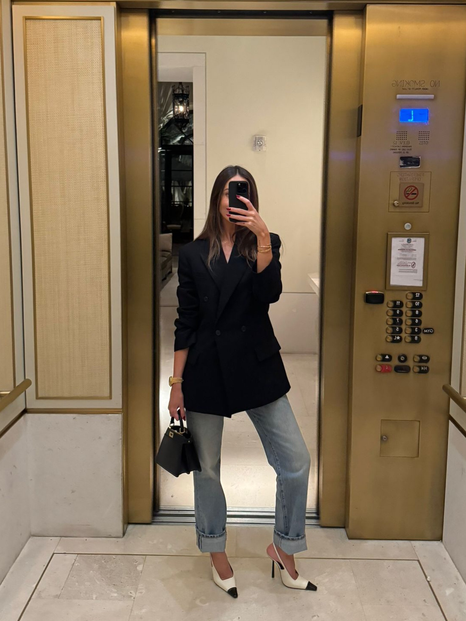 Ysl, Saint laurent, Fendi, luxury fashion, black blazer, oversized blazer, straight leg jeans, baggy jeans, cuff hem jeans, white slingback heels, Fendi handbag, smart casual outfit, work outfit idea, office outfit, style inspiration 

#LTKSeasonal #LTKeurope #LTKstyletip