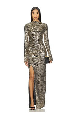 Lapointe Metallic Snake Ruched Gown in Pale Gold from Revolve.com | Revolve Clothing (Global)