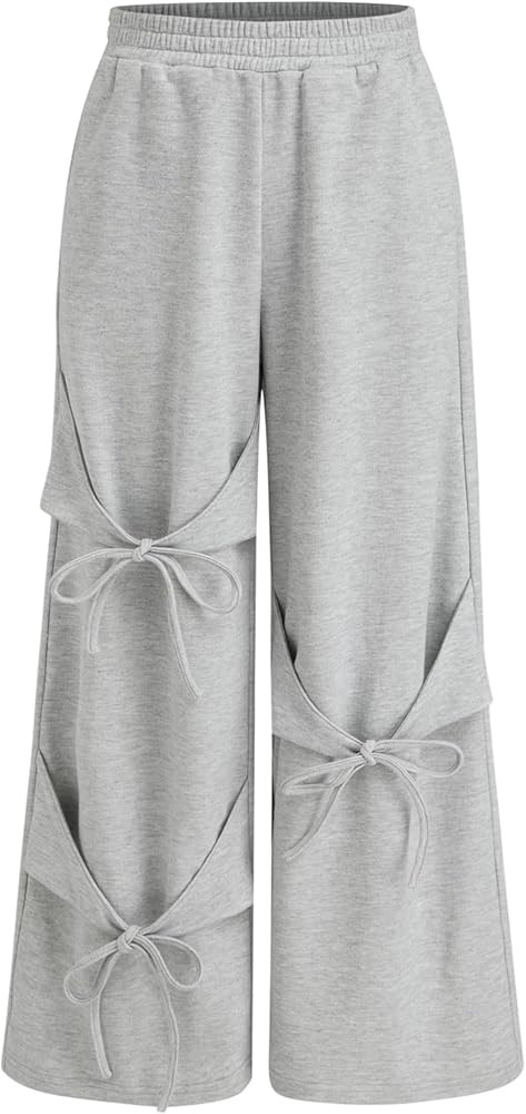 CIDER Wide Leg Sweatpants Women Bow Knot Y2K Baggy Casual Lounge Pants | Amazon (US)