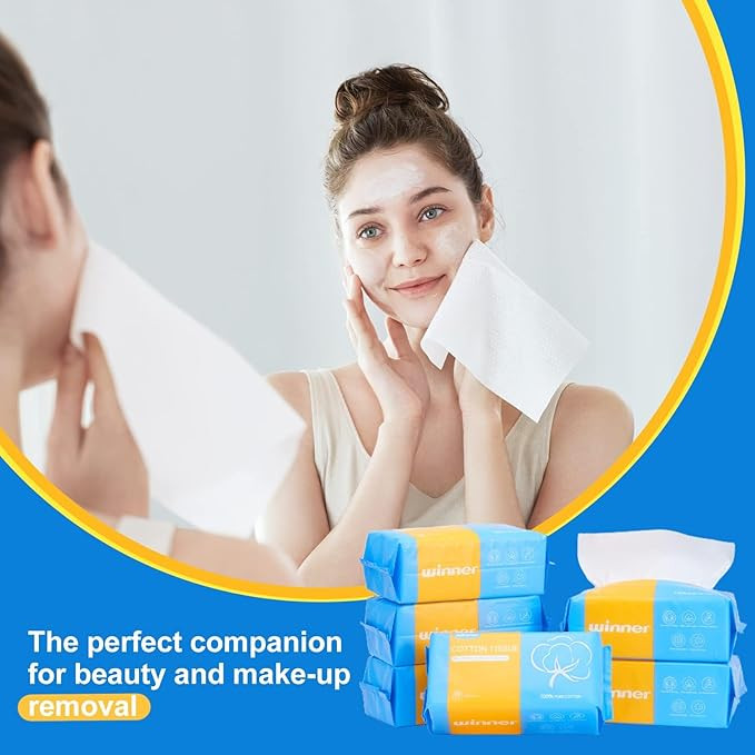 Winner Disposable Face Towels | 100% USA Cotton Daily Face Towelettes, Double-sided Makeup Remove... | Amazon (US)