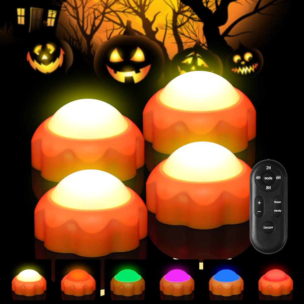 Wosyrd Halloween Pumpkin Lights 4 Pack, Pumpkin Lights Battery Operated, Halloween Decorations wi... | Amazon (US)