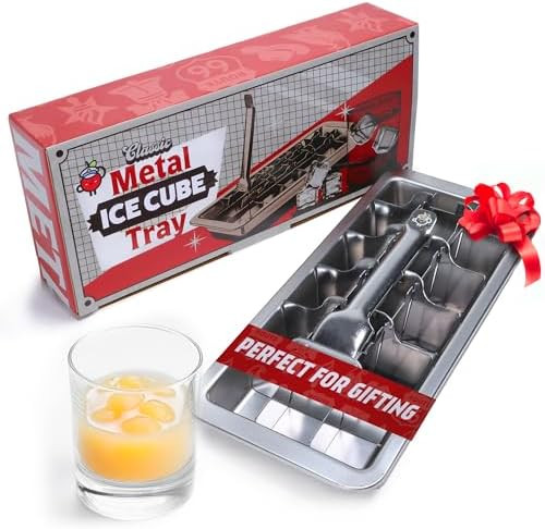 Stainless Steel Ice Cube Tray with lever (11", 18 cubes), Classic Metal Ice Cube Trays for Freeze... | Amazon (US)