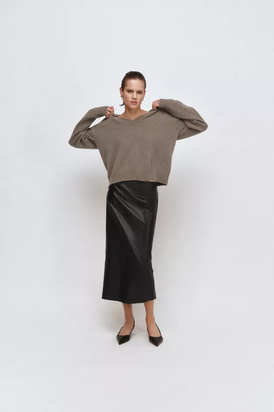 100% LEATHER SKIRT ZW COLLECTION LIMITED EDITION | Zara US