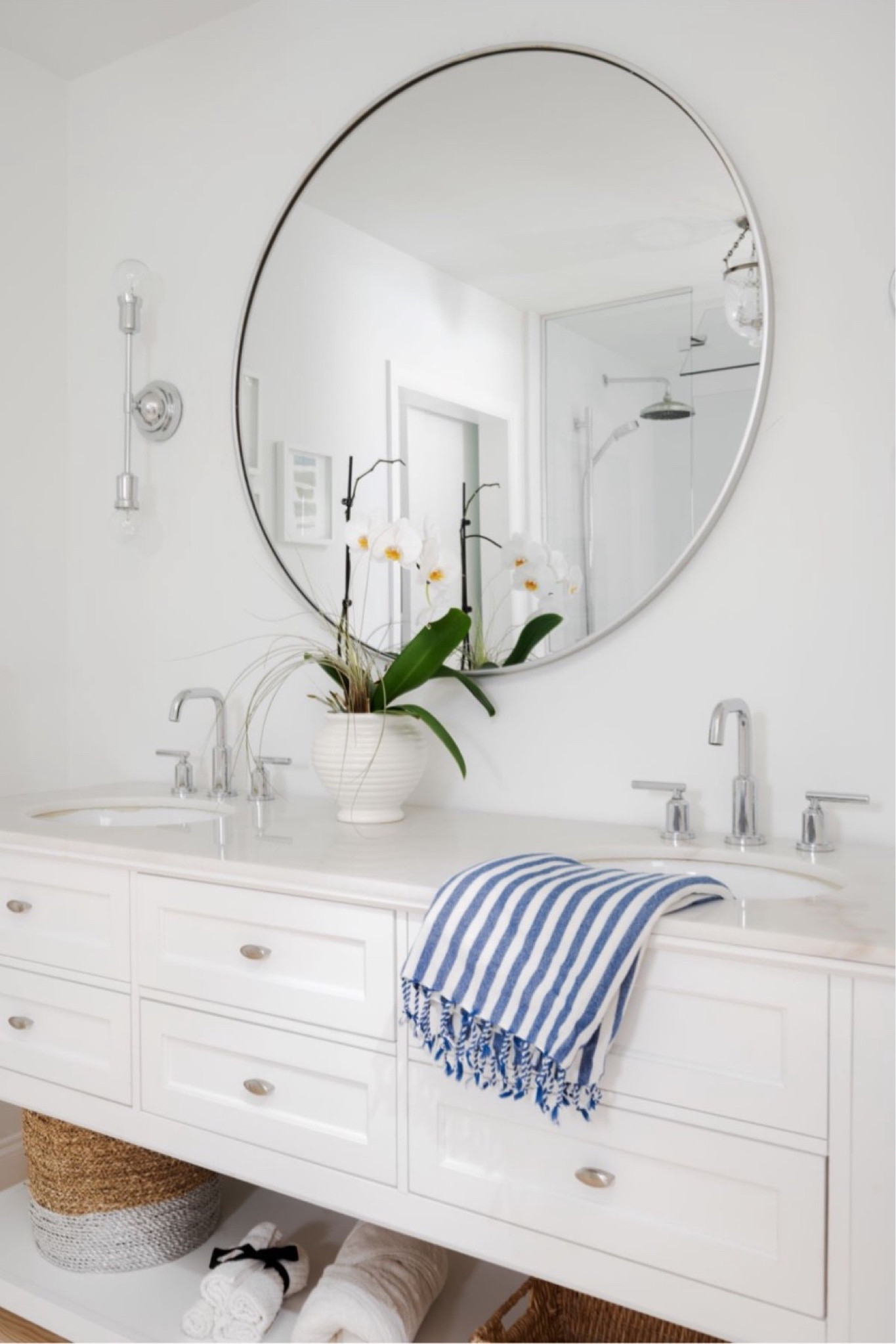 Casual coastal modern bathroom.  #bathroomrenovation #vanity #lights #sconces 

#LTKhome